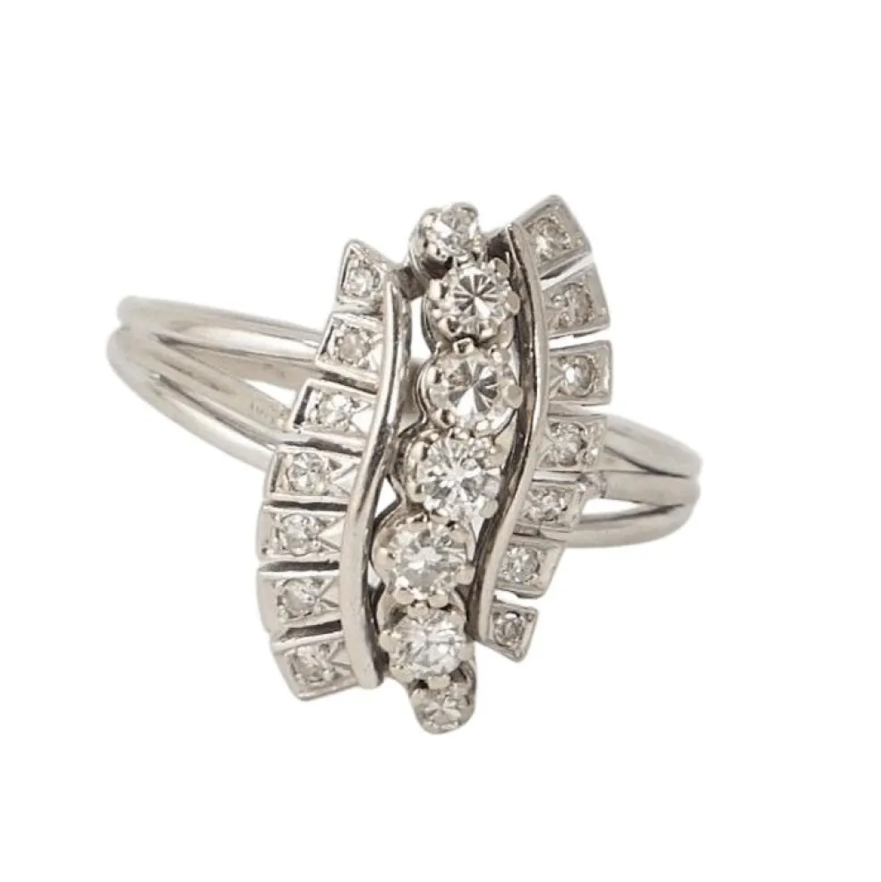 Bague Or Gris Vague de Diamants