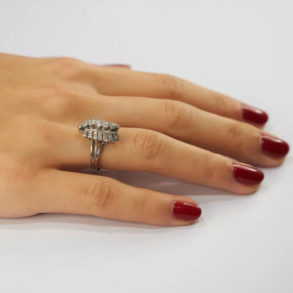 Bague Or Gris Vague de Diamants