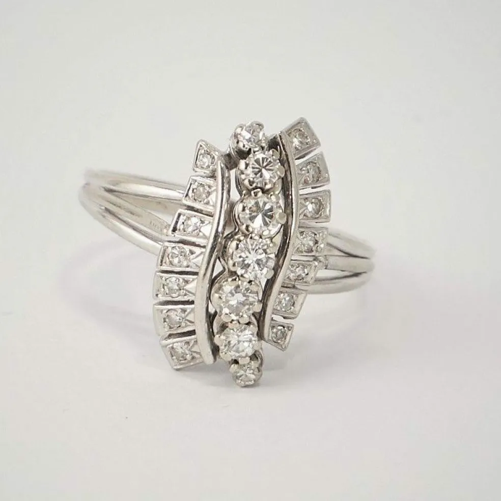 Bague Or Gris Vague de Diamants