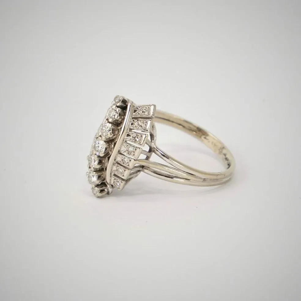 Bague Or Gris Vague de Diamants