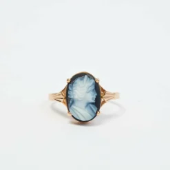 Bague Or jaune - CAMEE Bleu