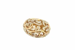 Bague Or Jaune 18 Carats Avec Détails En Dentelle Diamants 1.02 Carats