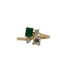 Bague or jaune 18 carats sertie d'une émeraude et diamants naturels