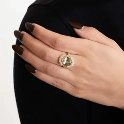 Bague or jaune 18 carats tourmaline et diamants