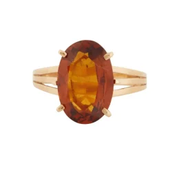 Bague Or Jaune et Quartz Fumé