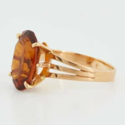 Bague Or Jaune et Quartz Fumé