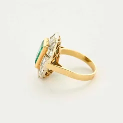 Bague or jaune Émeraude de Colombie et diamants