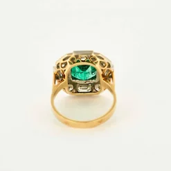 Bague or jaune Émeraude de Colombie et diamants