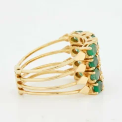 Bague Or Jaune - Émeraudes et Diamants