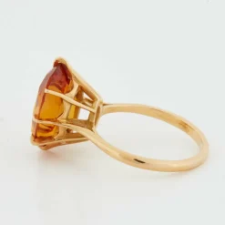 Bague Or Jaune - Quartz Fumé Citrine