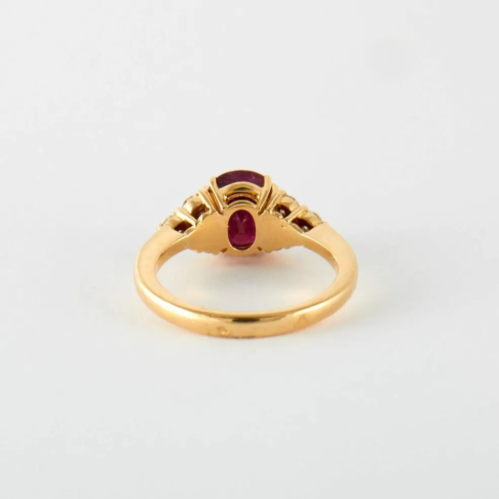 Bague Or Jaune Rubis birman & Diamants