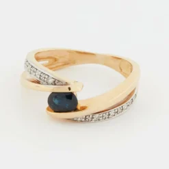 Bague or jaune - Saphir et Diamants