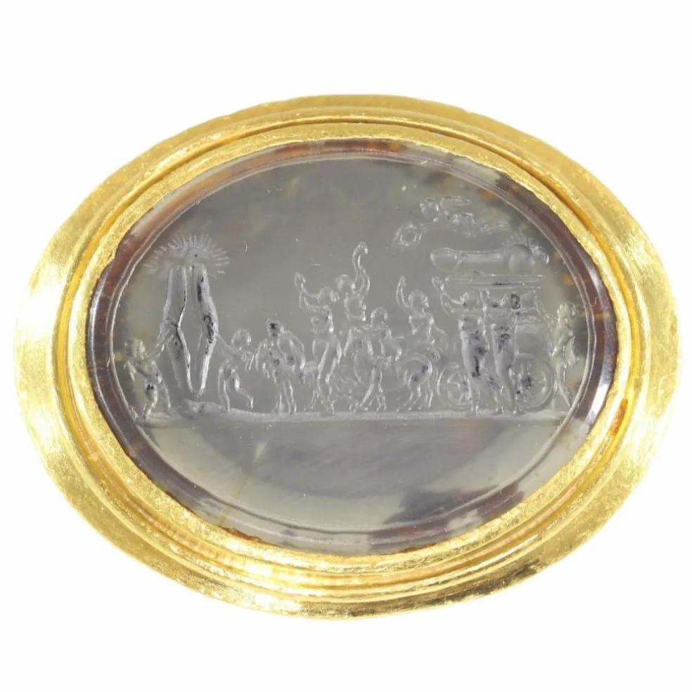 Bague or jaune, agate
