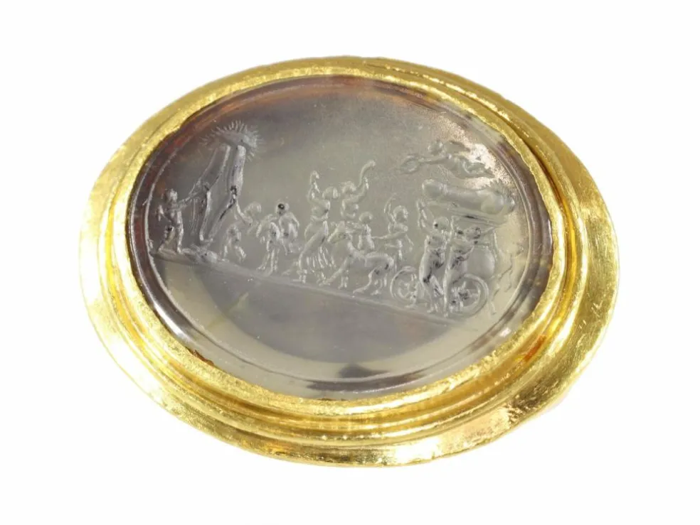 Bague or jaune, agate