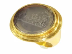 Bague or jaune, agate