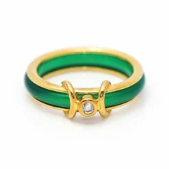 Bague Or jaune Agate Diamant