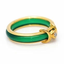 Bague Or jaune Agate Diamant
