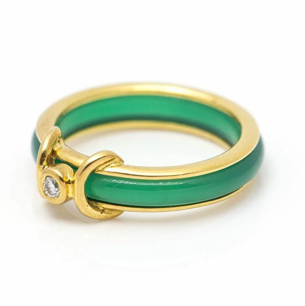 Bague Or jaune Agate Diamant