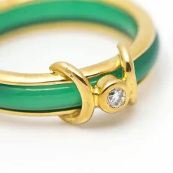 Bague Or jaune Agate Diamant