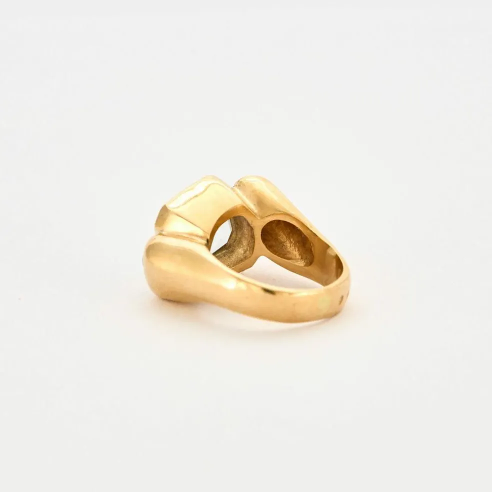 Bague or jaune aigue marine et grenats
