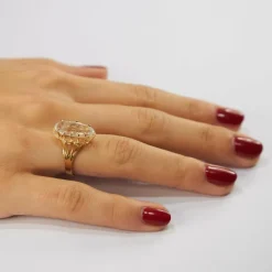Bague or jaune aigue-marine