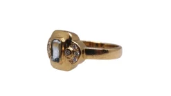 Bague or jaune, aigue-marine et diamants