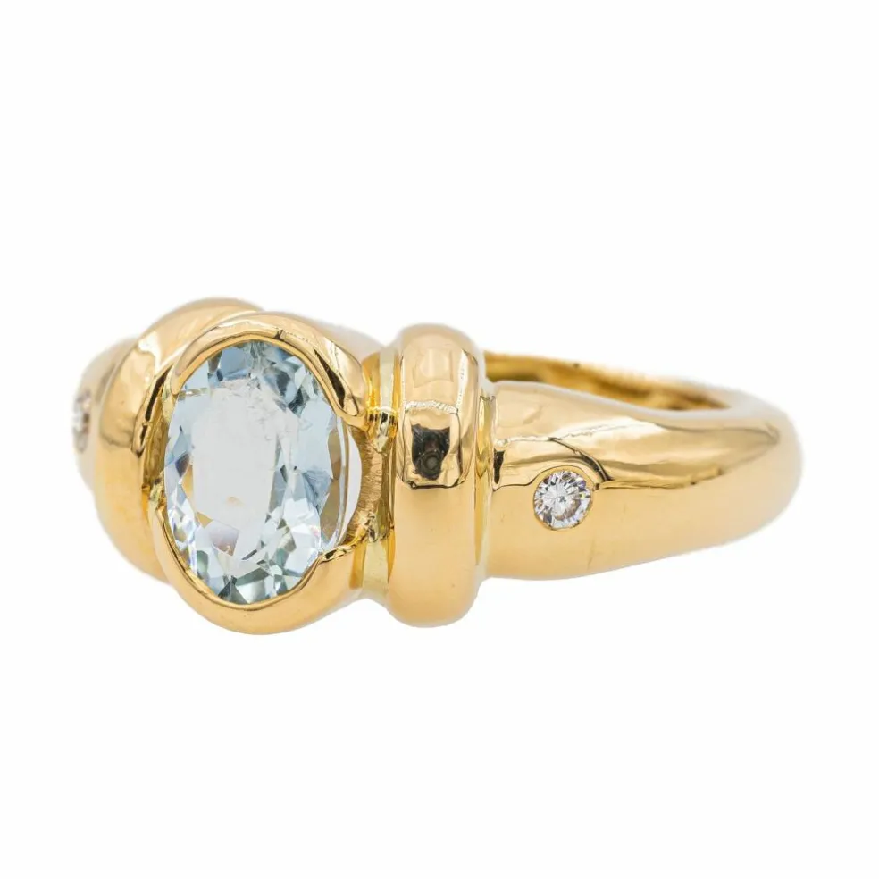 Bague Or jaune Aigue-marine