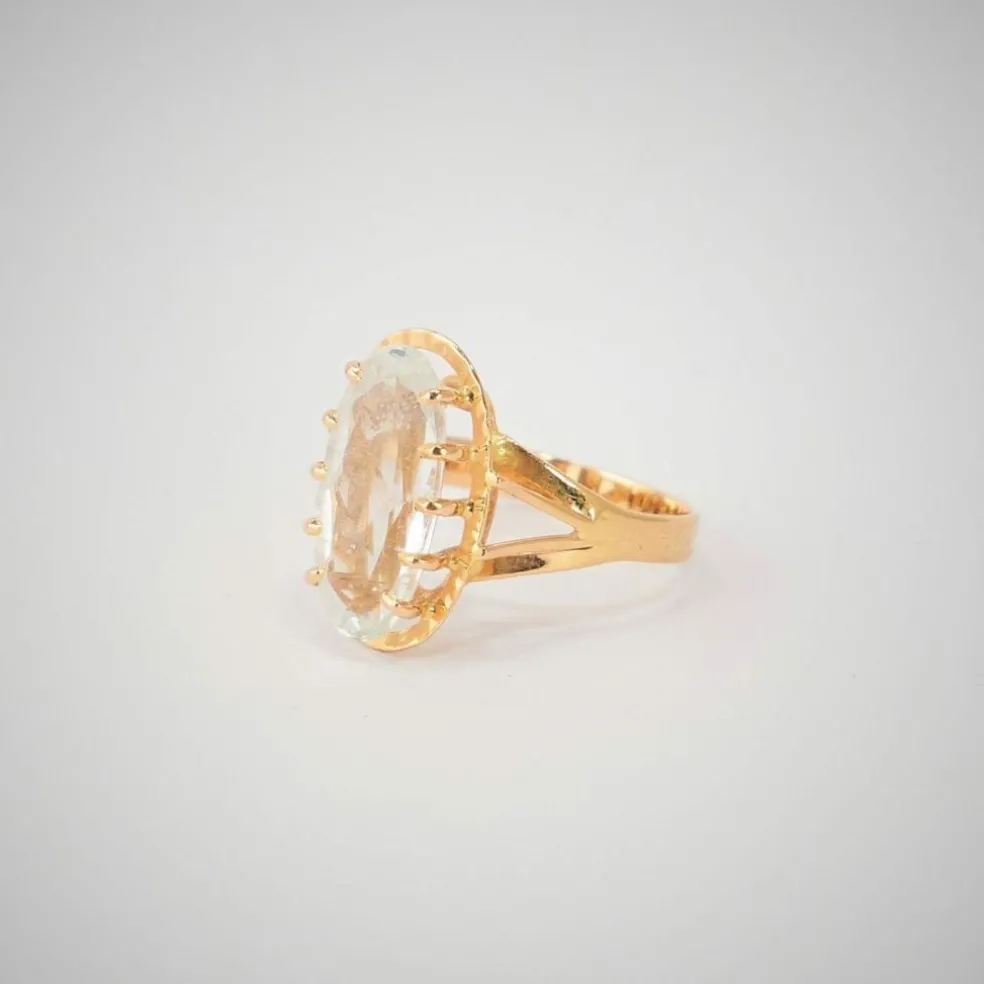 Bague or jaune aigue-marine