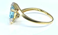 Bague or jaune aigue-marine et diamants