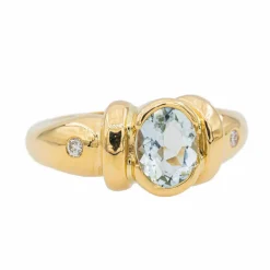 Bague Or jaune Aigue-marine