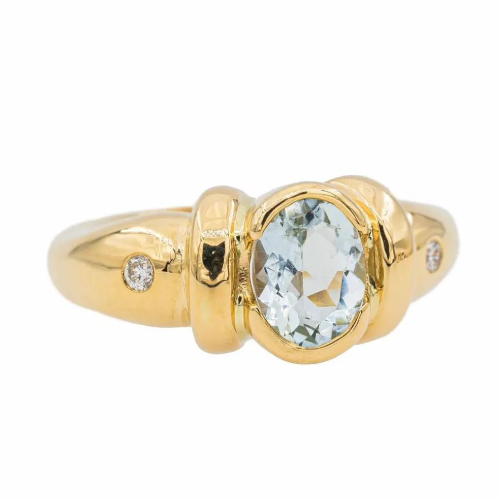 Bague Or jaune Aigue-marine