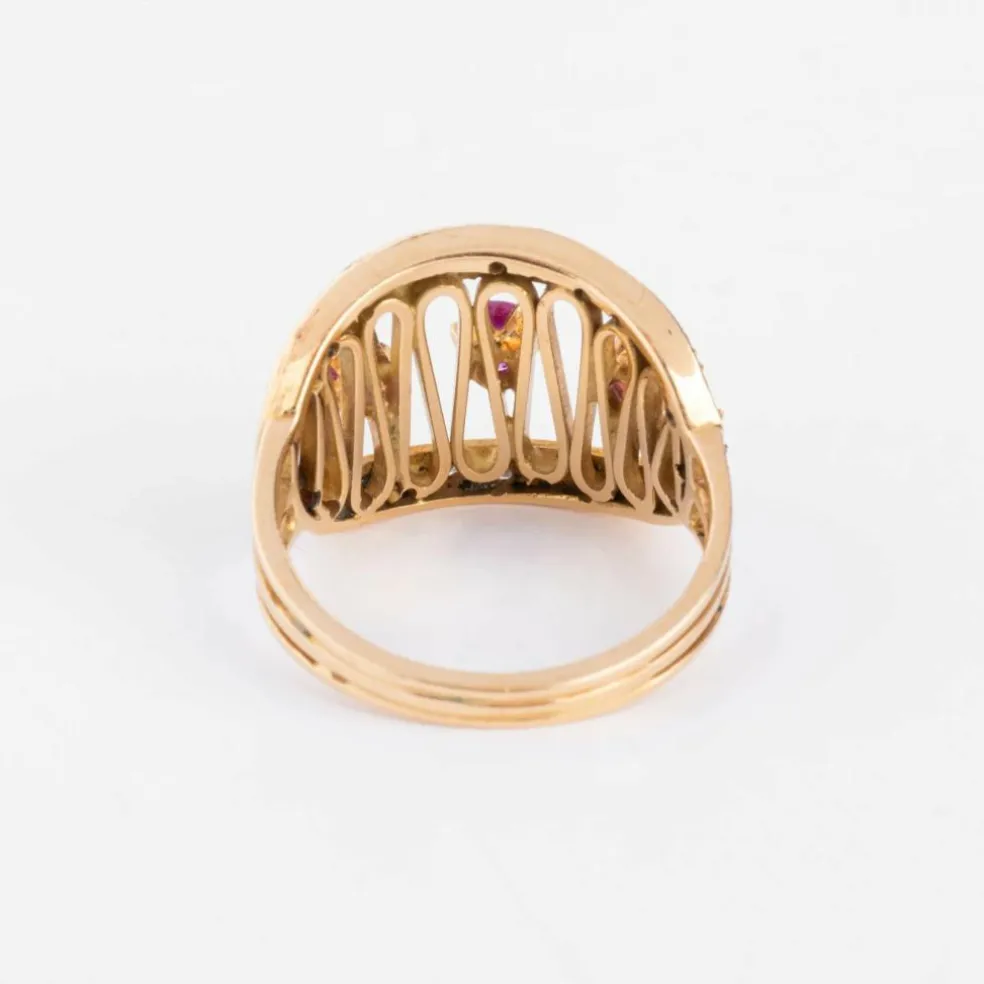 Bague or jaune ajouré rubis