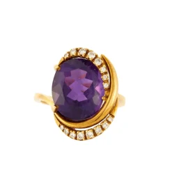 Bague Or jaune Améthyste Diamants
