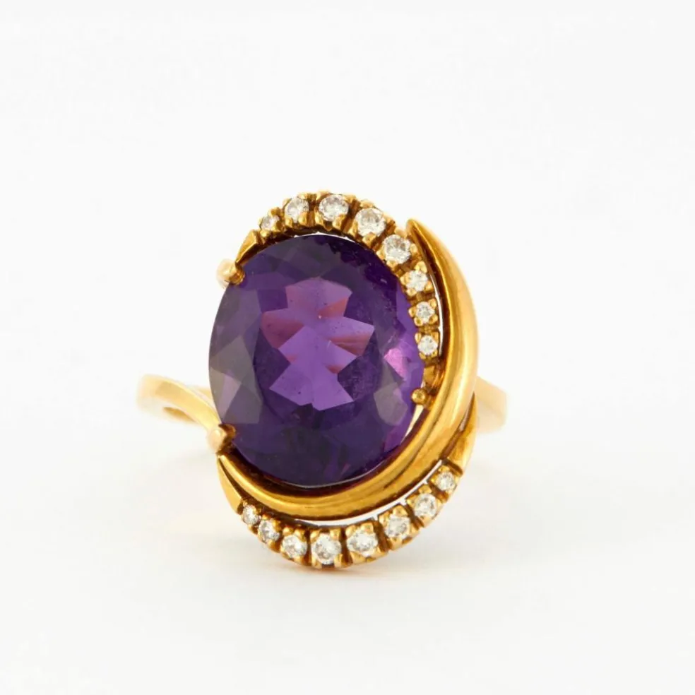 Bague Or jaune Améthyste Diamants
