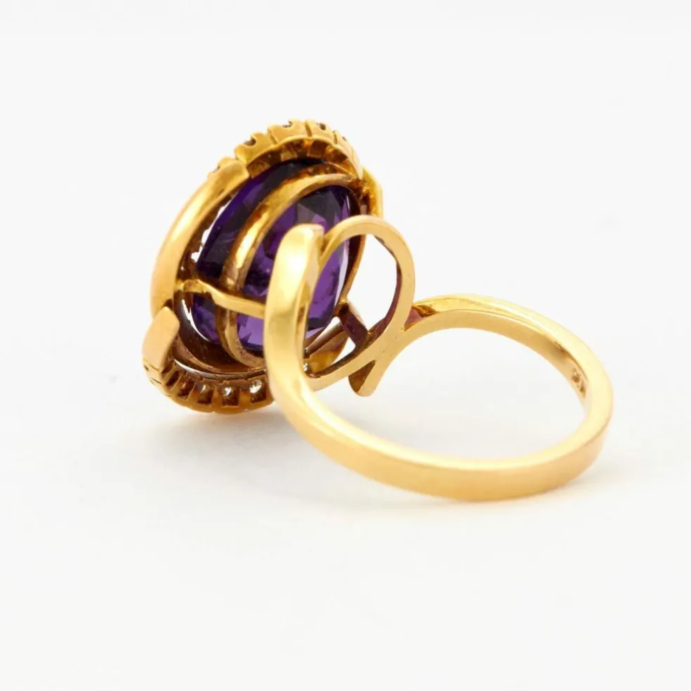 Bague Or jaune Améthyste Diamants