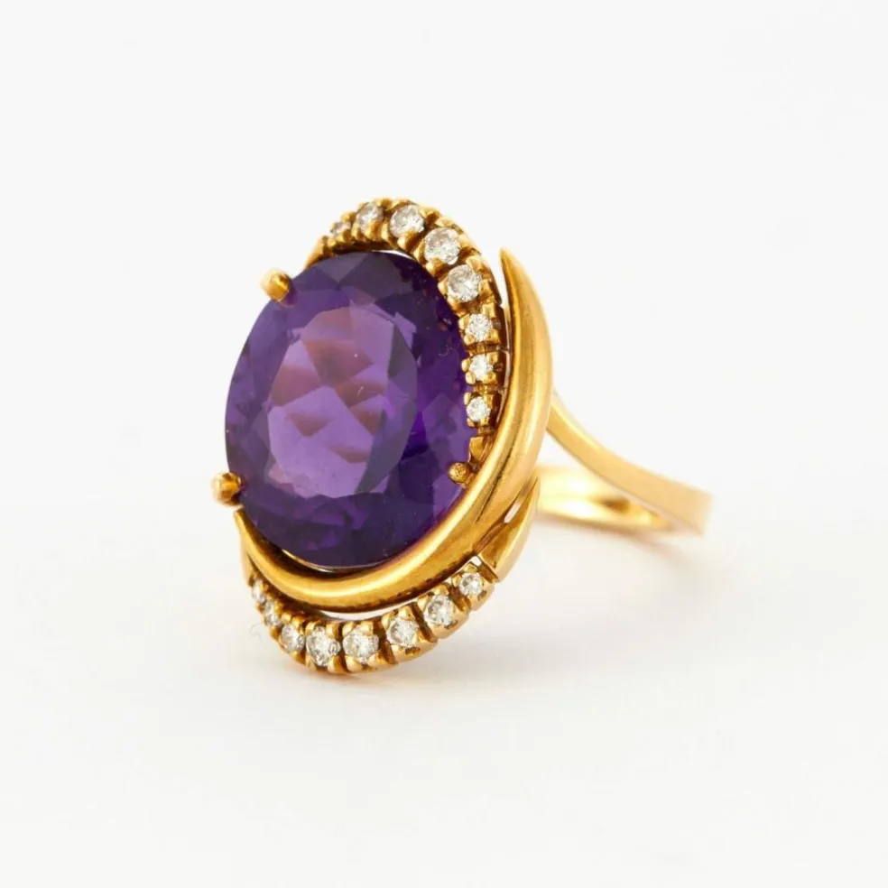 Bague Or jaune Améthyste Diamants