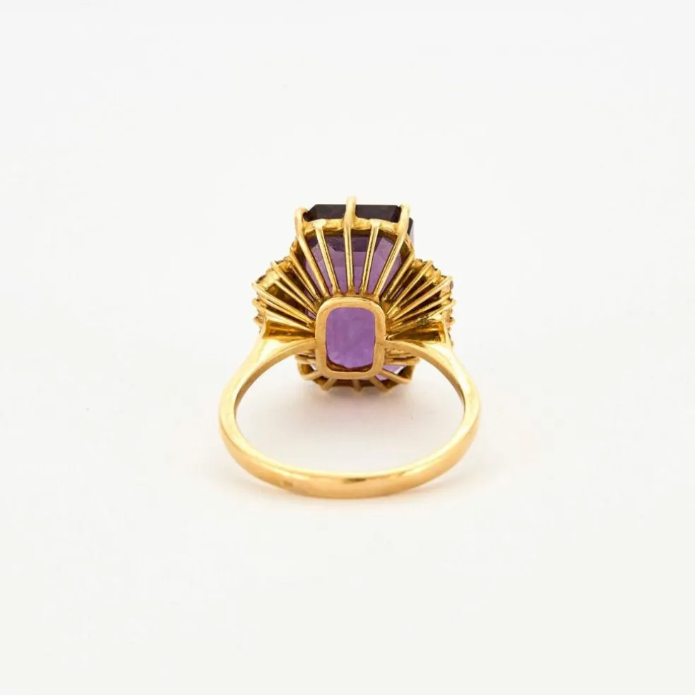 Bague or jaune améthyste et diamants