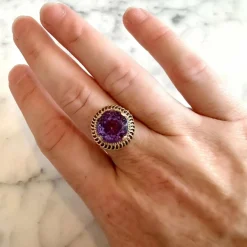Bague Or jaune Améthyste ronde
