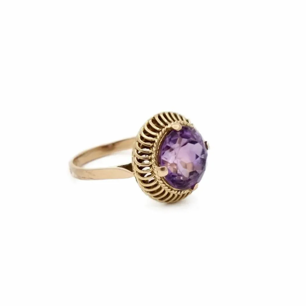 Bague Or jaune Améthyste ronde