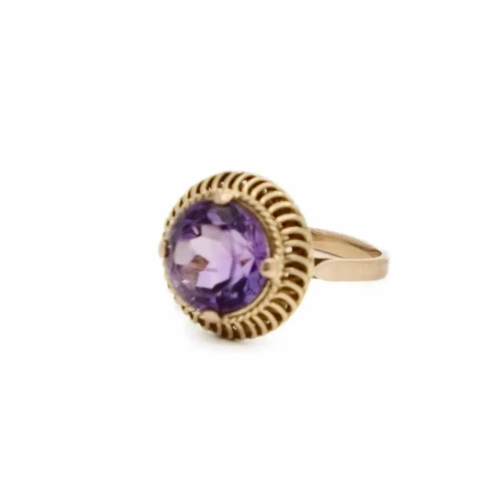 Bague Or jaune Améthyste ronde