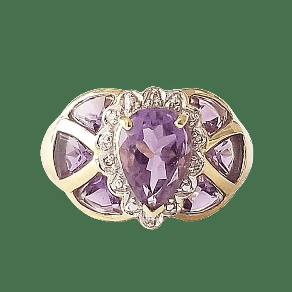 Bague or jaune améthystes