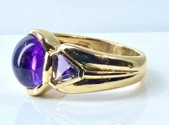 Bague or jaune améthystes