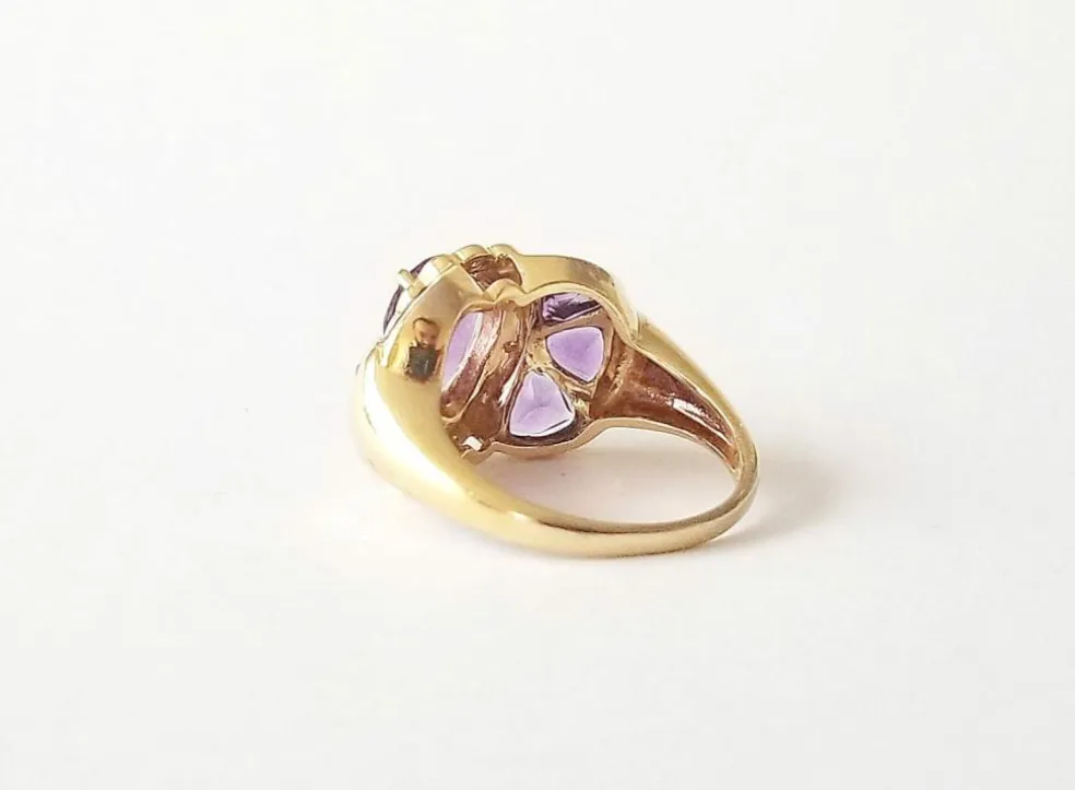 Bague or jaune améthystes