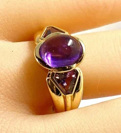 Bague or jaune améthystes