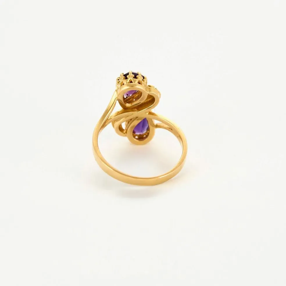 Bague or jaune améthystes