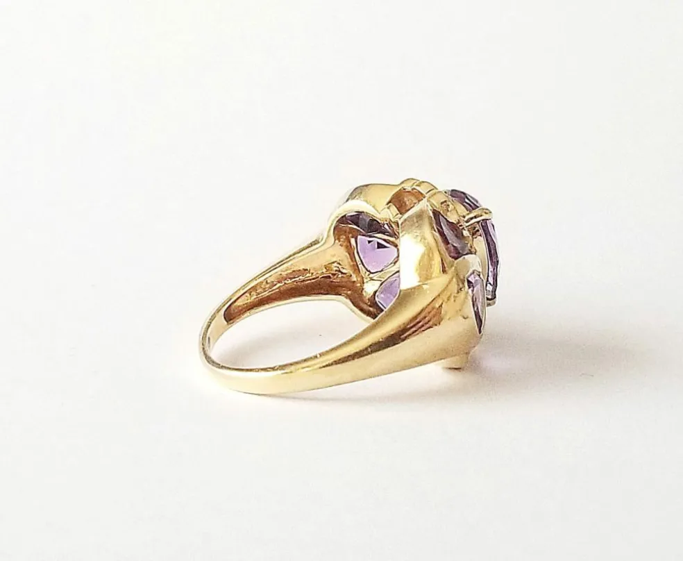 Bague or jaune améthystes