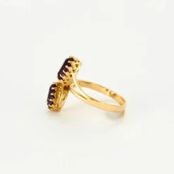 Bague or jaune améthystes