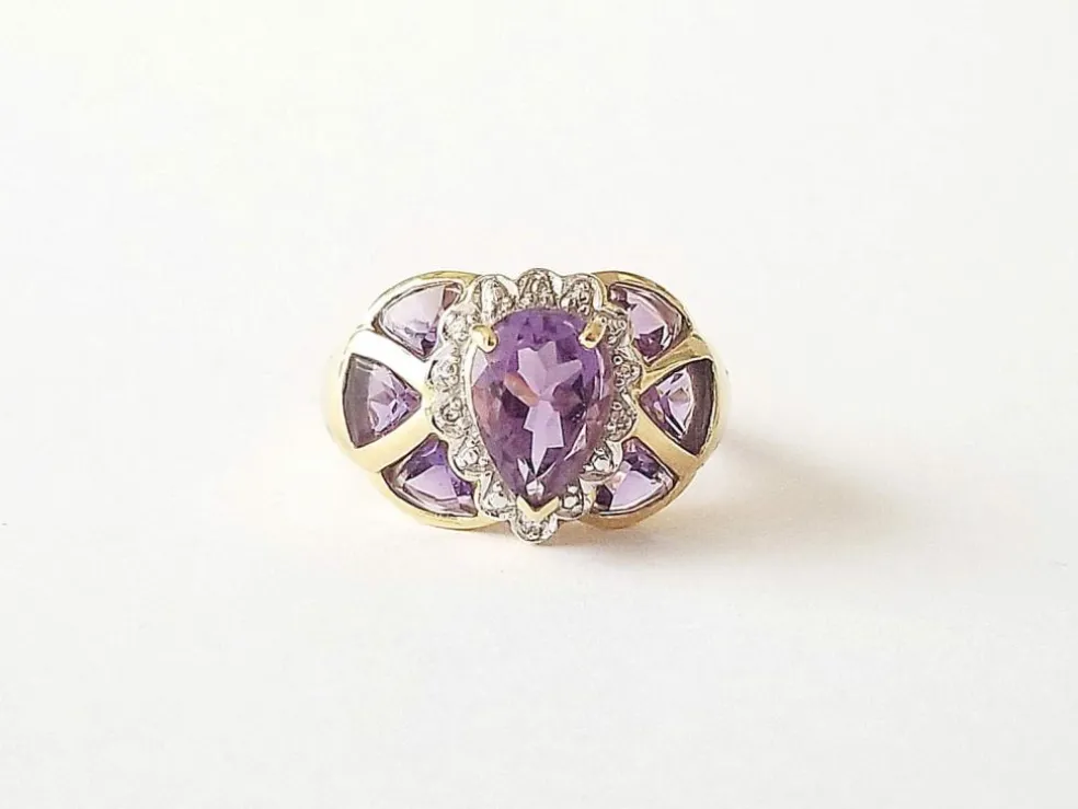 Bague or jaune améthystes