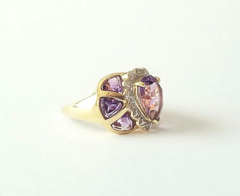 Bague or jaune améthystes