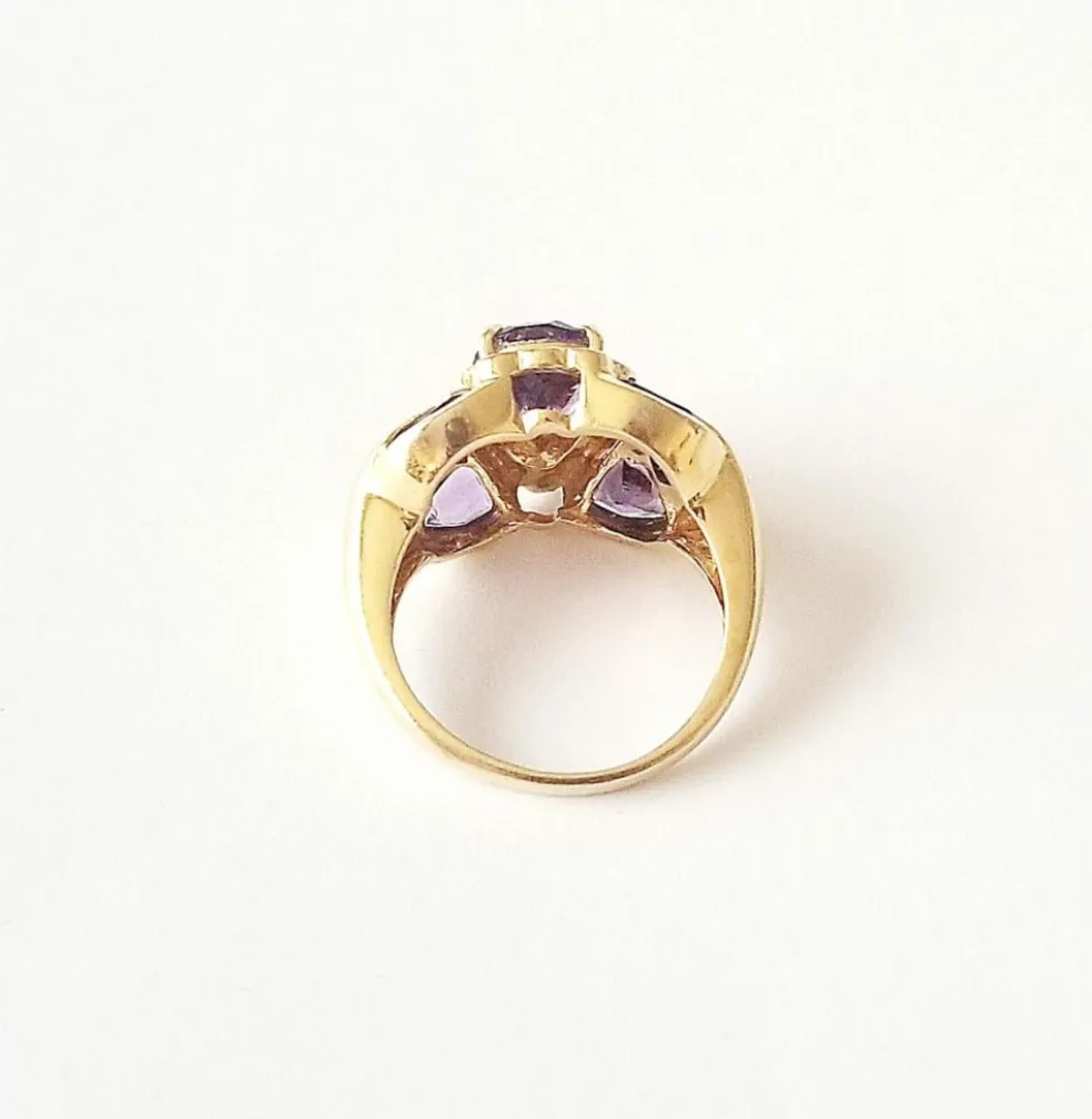 Bague or jaune améthystes